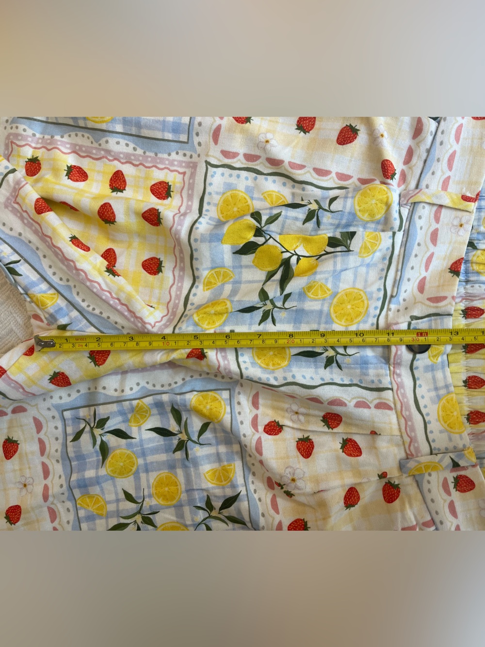 Linen Blend Strawberry & Lemon Print Pants - Picture 7 of 13